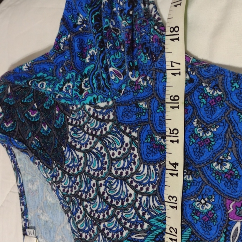 Beautiful peacock feathers tunic top/dress, sz med - Picture 9 of 16